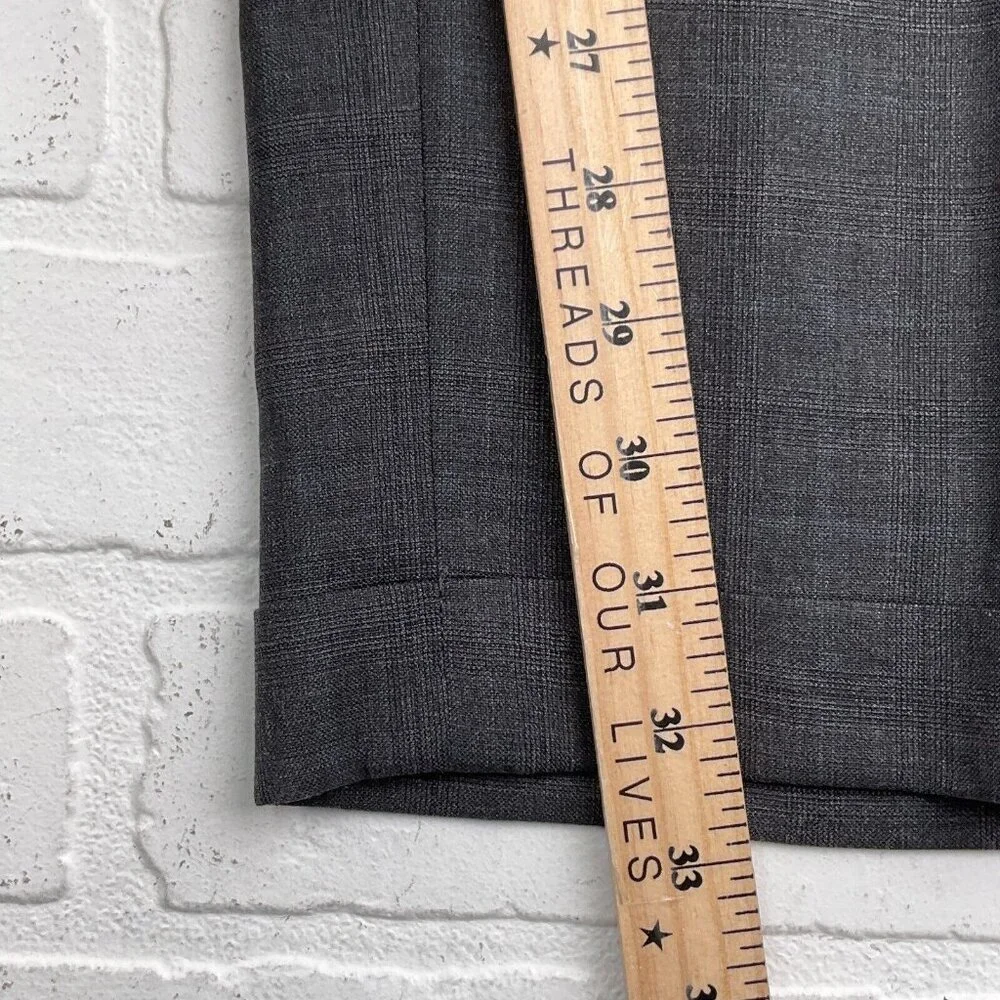 Calvin Klein‎ Suit Men 44 38Wx32L Gray Blue Plaid Wool Union Canada